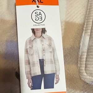 Sage Women's Beige Plaid Utility Jacket